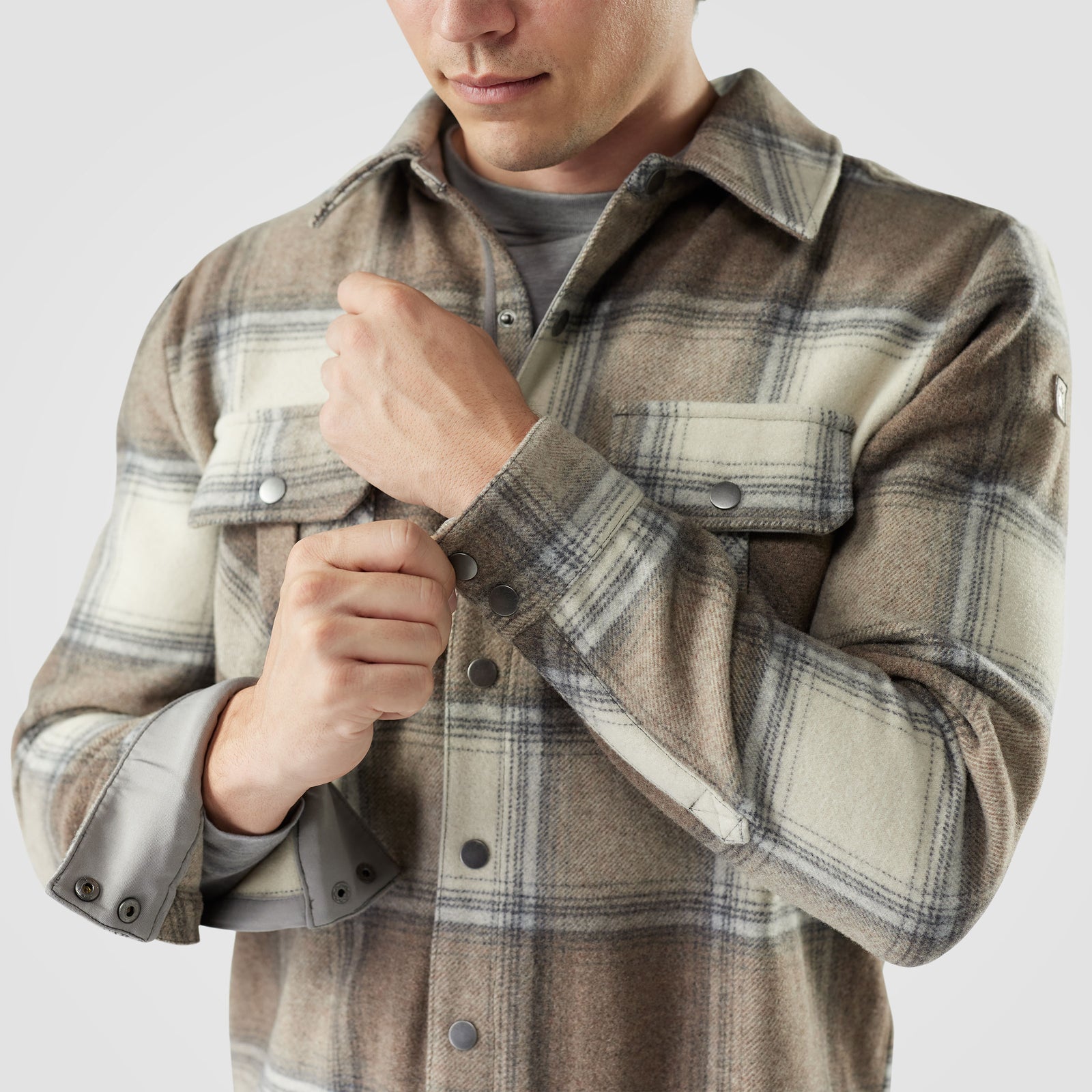 Anchor Line Shirt Jacket Almond Plaid - ver - 3