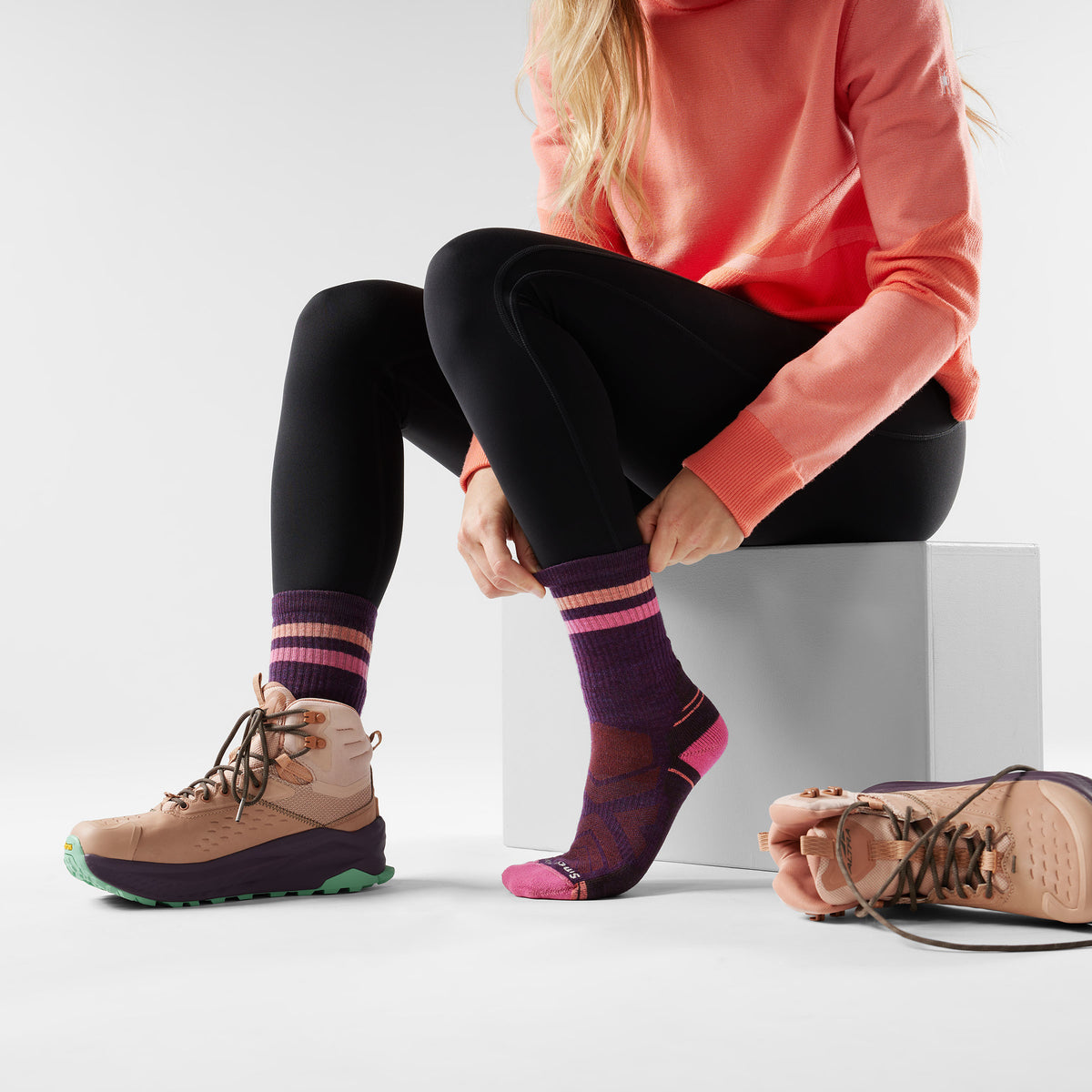 Calze da trekking Light Cushion Crew con stampa Tube Stripe da donna  - 2