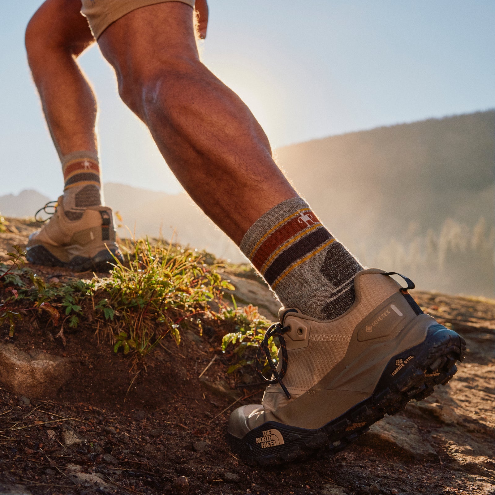 Hike Striped Mid Crew Socks Taupe-Natural Marl - ver - 3