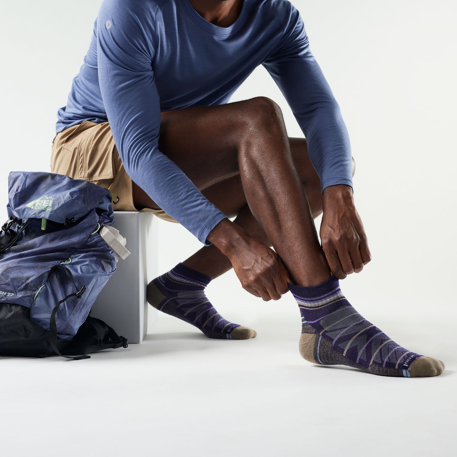 Hike Pattern Ankle Socks Nightfall Blue - ver - 2