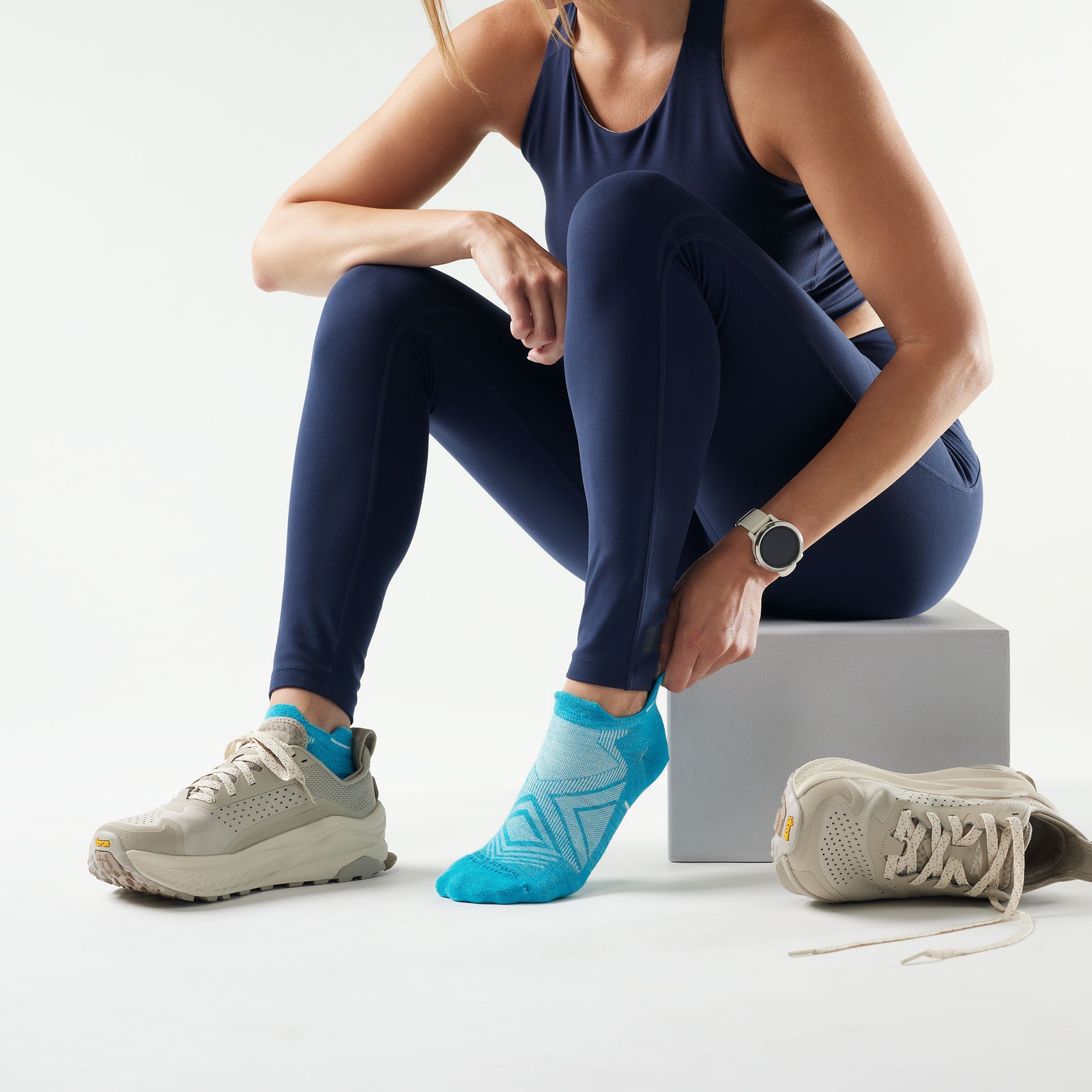 Women's Run Low Ankle Socks White/Capri - ver - 2