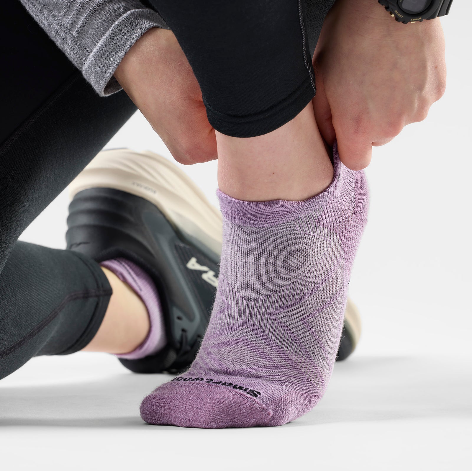 Women's Run Low Ankle Socks Purple Dawn - ver - 2