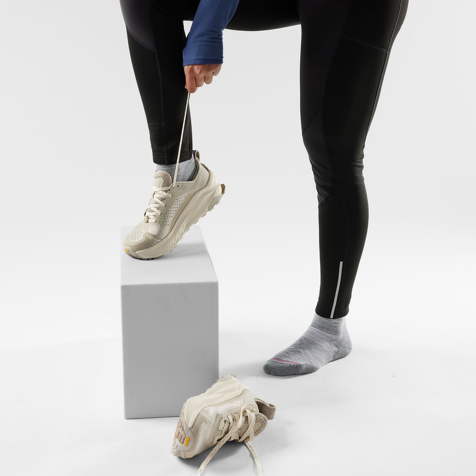 Women's Run Ankle Socks Light Gray-White - ver - 2