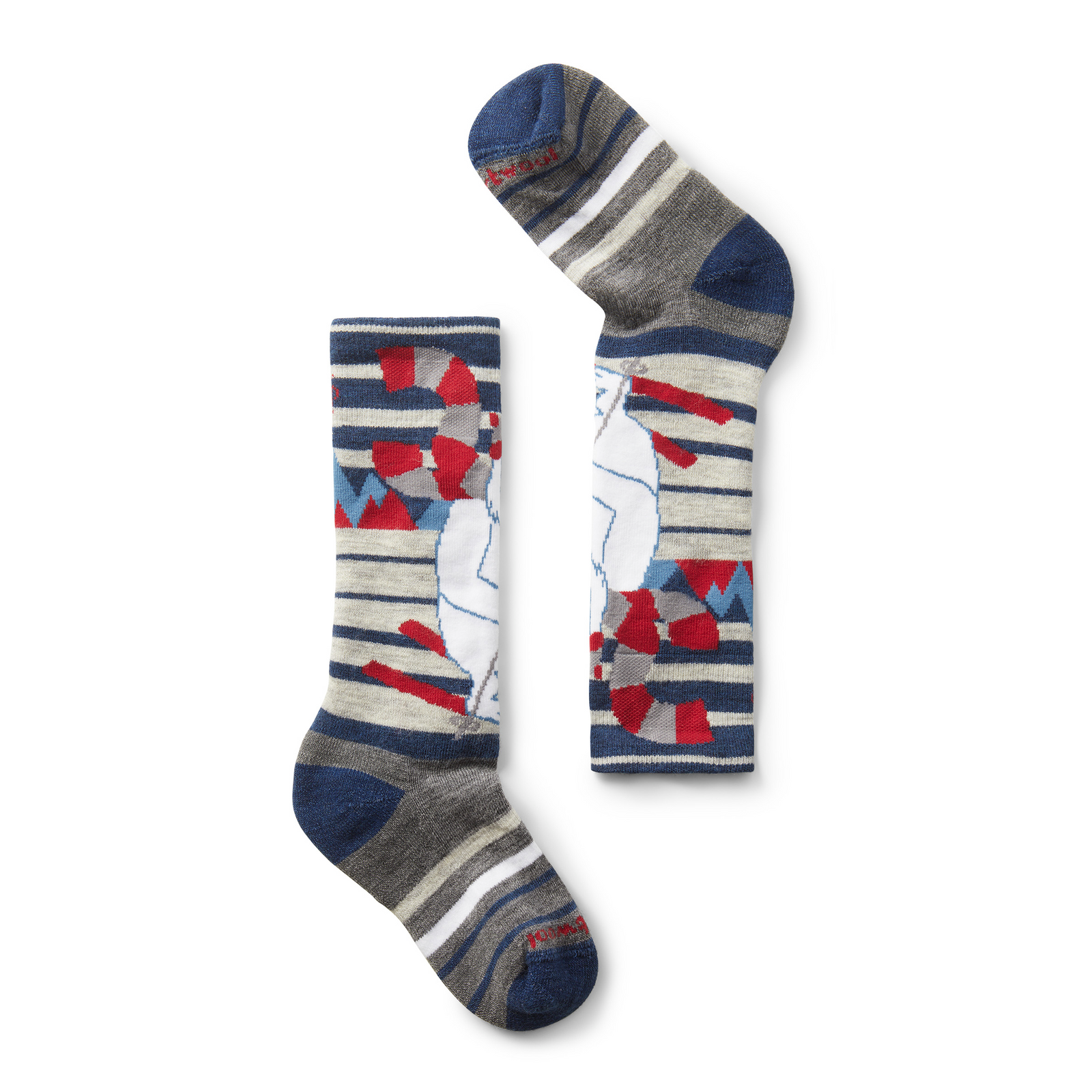Kids' Wintersport Yeti Pattern Over The Calf Socks Alpine Blue - ver - 1