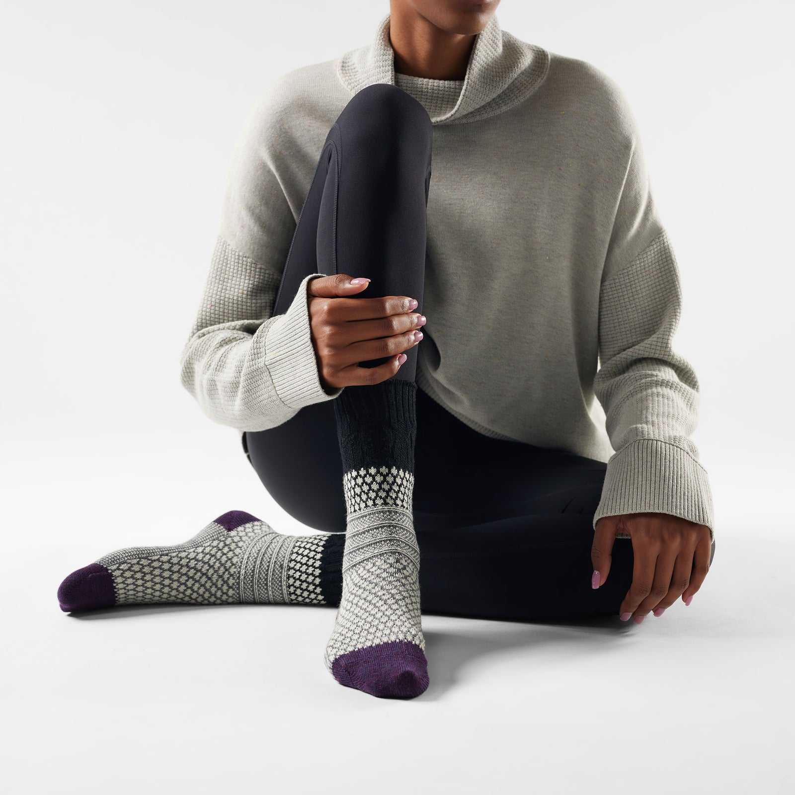 Calze casual Cozy Crew con stampa Popcorn Cable  - visualizza - 2