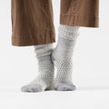 Women's Everyday Cozy Popcorn Cable Crew Socks Light Gray - ver - 2