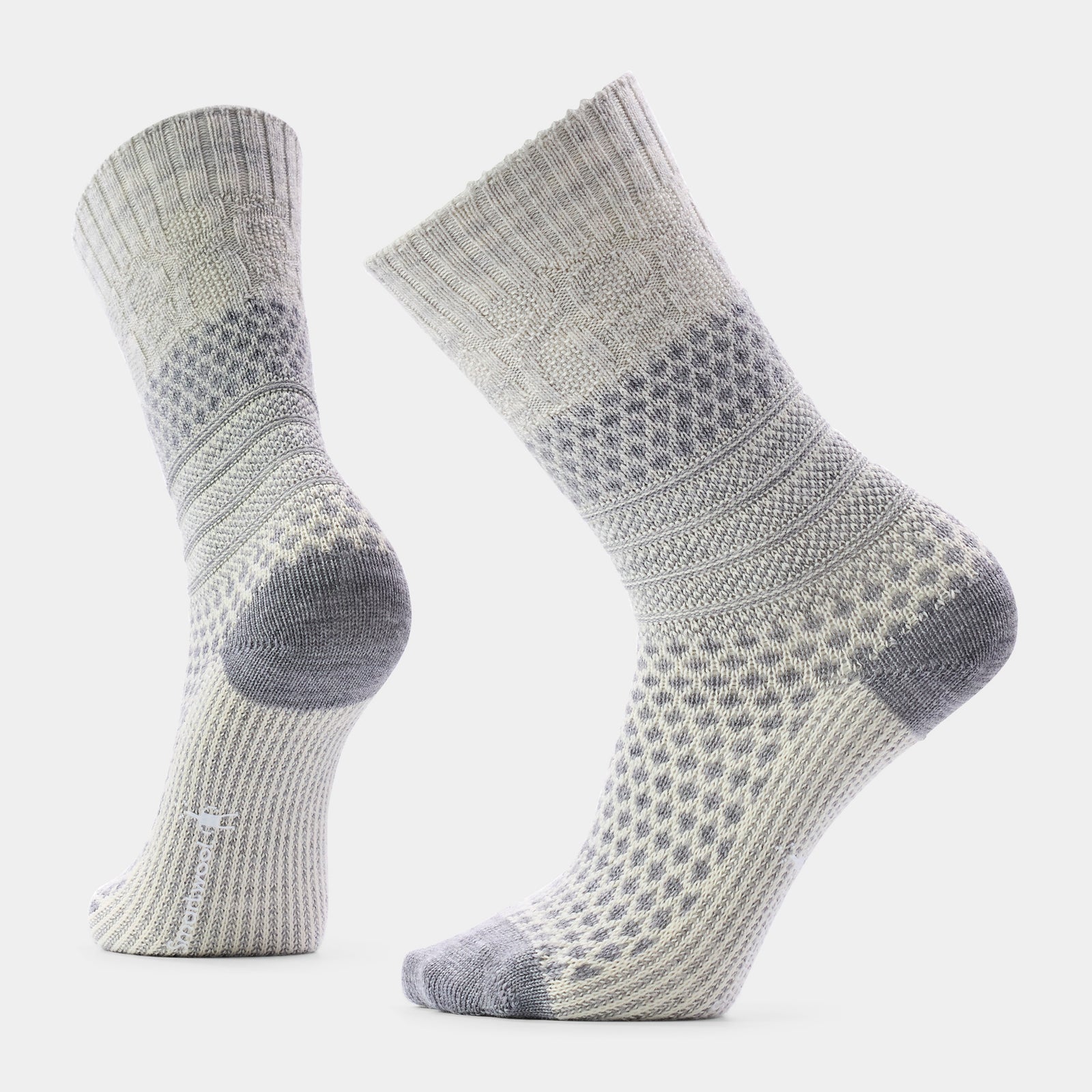 Women's Everyday Cozy Popcorn Cable Crew Socks Light Gray - ver - 1