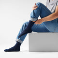 Everyday Solid Rib Crew Socks Deep Navy - ver - 2