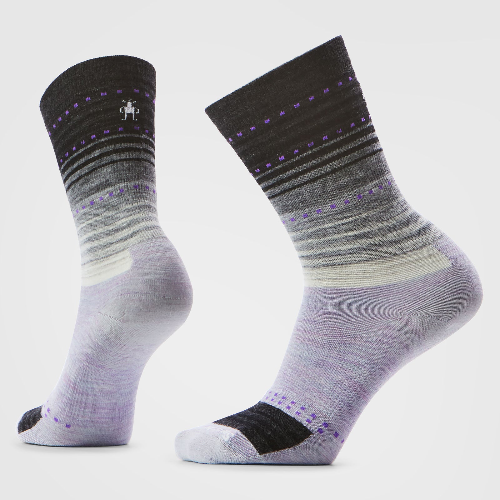 Women's Everyday Stitch Stripe Crew Socks Purple-Black - ver - 1