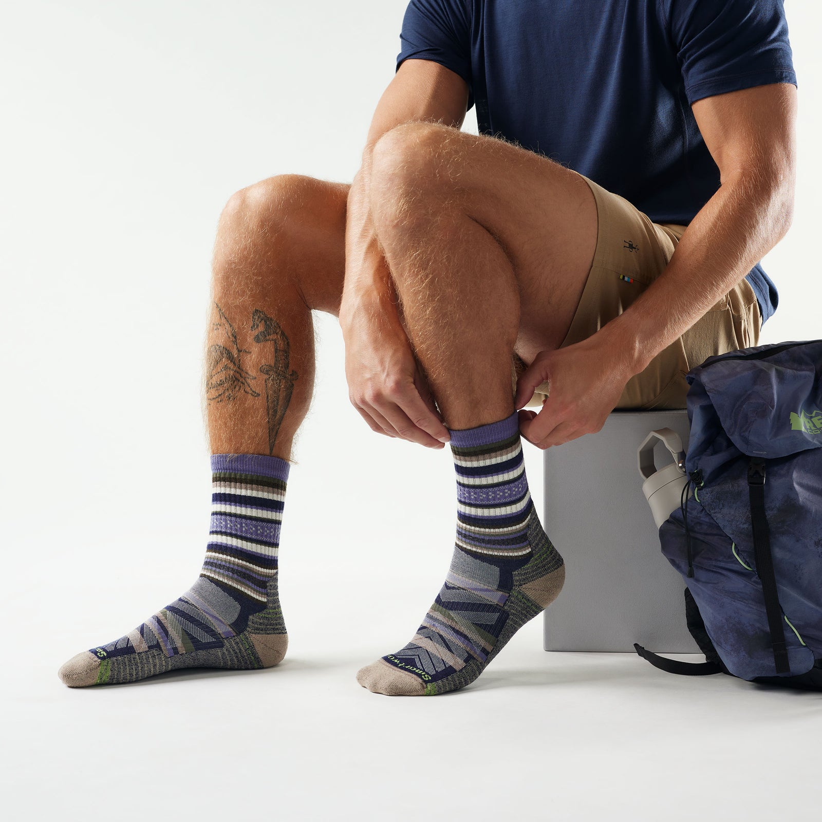 Hike Panorama Crew Socks Nightfall Blue - ver - 2