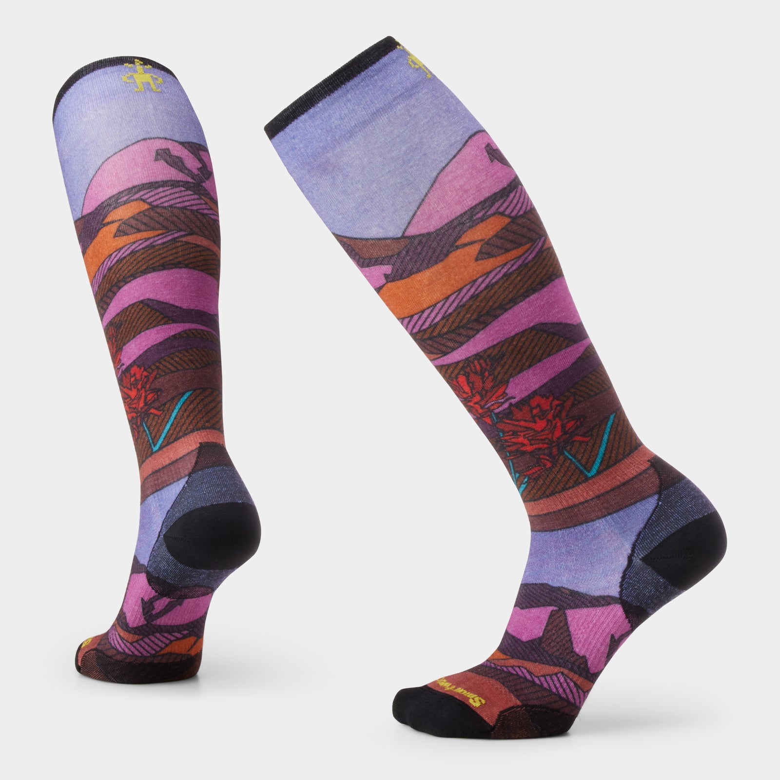 Women's Ski Floral Field Print Over The Calf Socks Picante - ver - 1