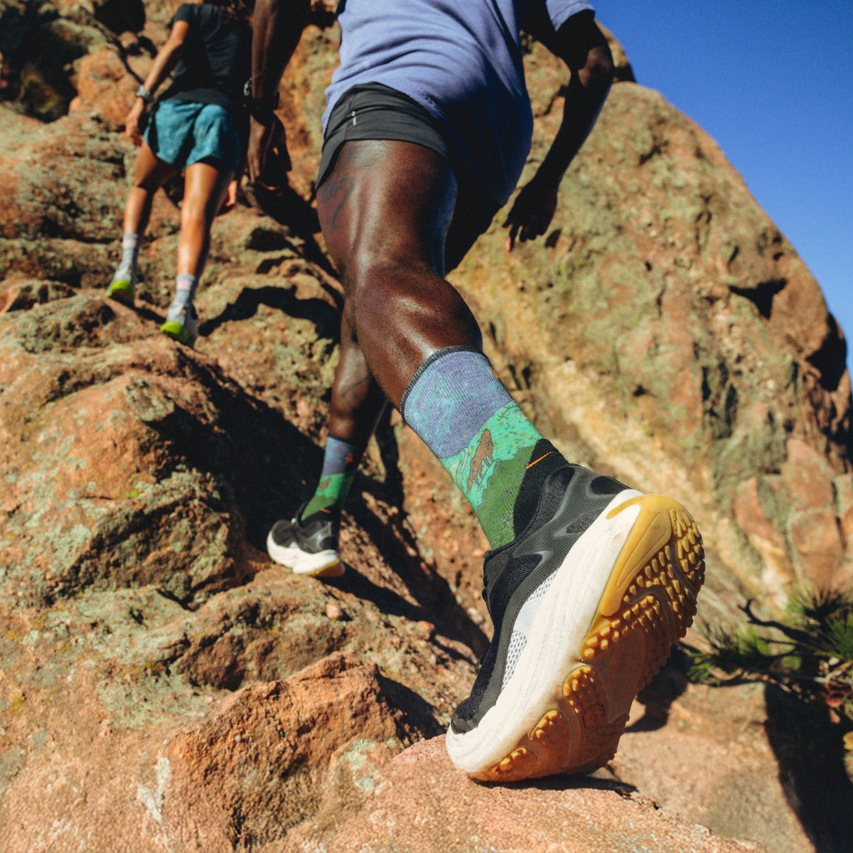 Trail Run Neature Print Crew Socks Twilight Blue - 3