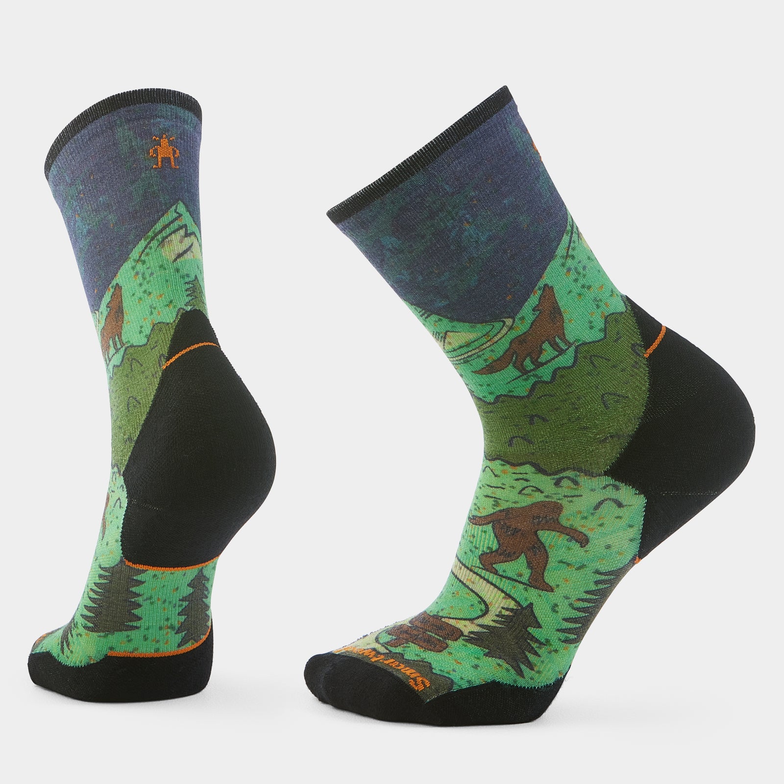 Trail Run Neature Print Crew Socks Twilight Blue - ver - 1