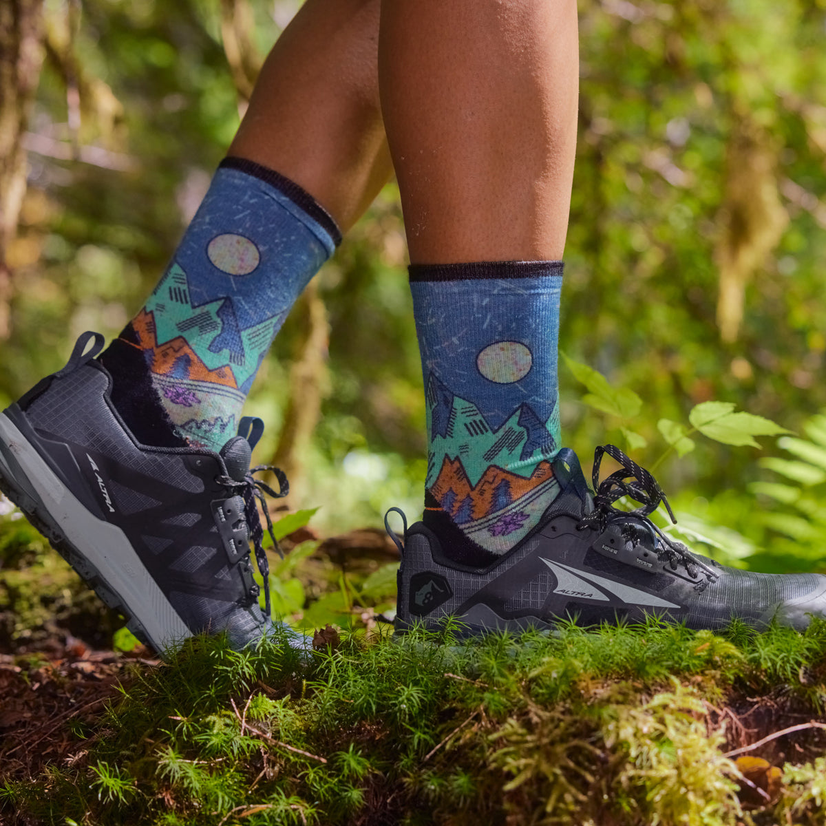 Trailsokken Targeted Cushion Crew met Mountain-print voor dames  - 2