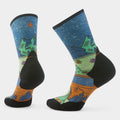 Women's Trail Run Mountain Print Crew Socks Twilight Blue - ver - 1