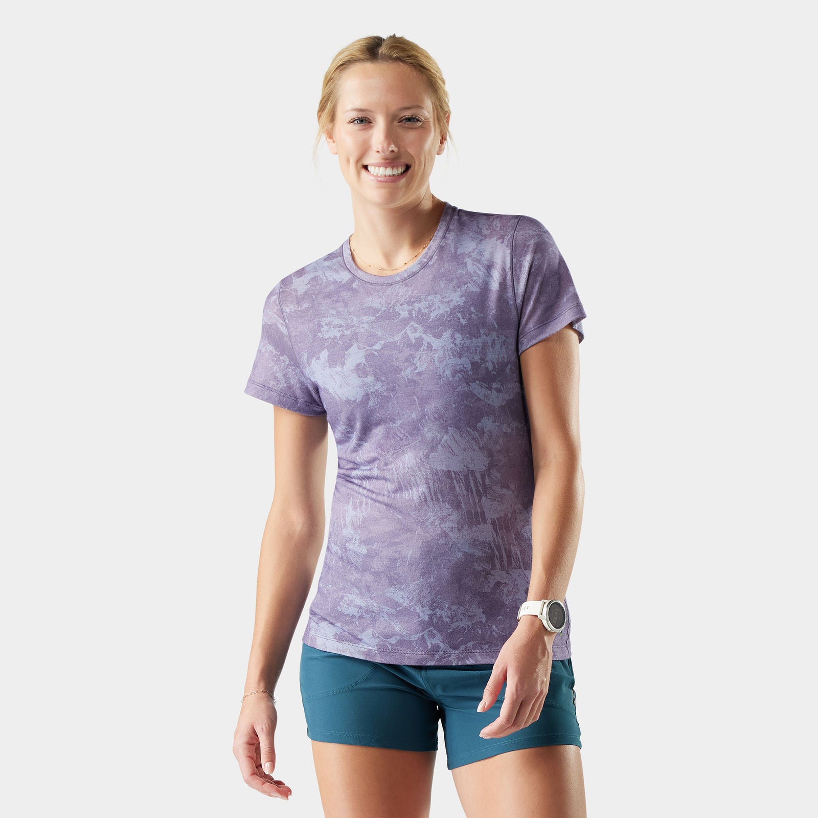 Women's Merino Short Sleeve Tee Boxed Purple Storm Mountain - ver - 1