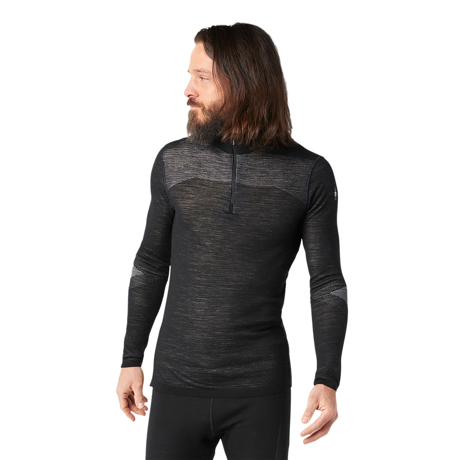Men's Intraknit™ Thermal Merino Base Layer 1/4 Zip Black-White - ver - 1