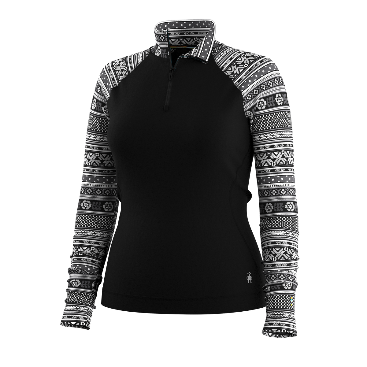 Classic Thermal 1/4 Base Layer Zip Black Fair Isle Fun - ver - 3