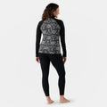 Women's Classic Thermal Merino Base Layer 1/4 Zip Boxed Black Deco Floral - ver - 2