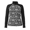 Women's Classic Thermal Merino Base Layer 1/4 Zip Boxed Black Deco Floral - ver - 3