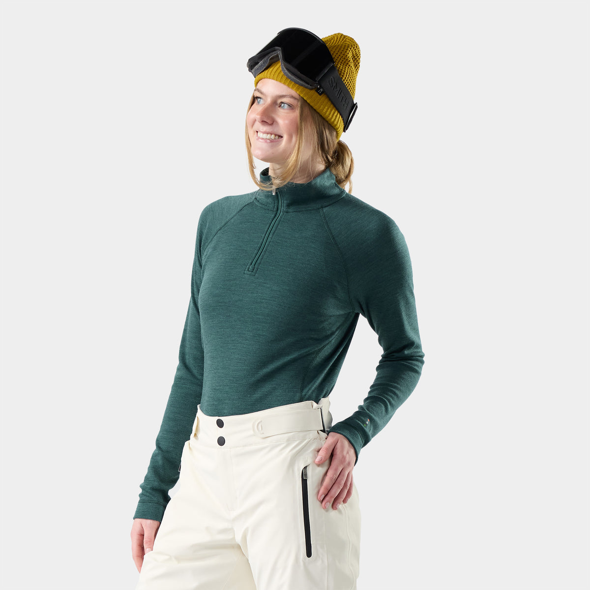 Classic Thermal 1/4 Base Layer Zip Dark Teal Heather - ver - 1