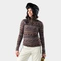 Classic Thermal 1/4 Base Layer Zip Mocha Fair Isle Fun - ver - 1