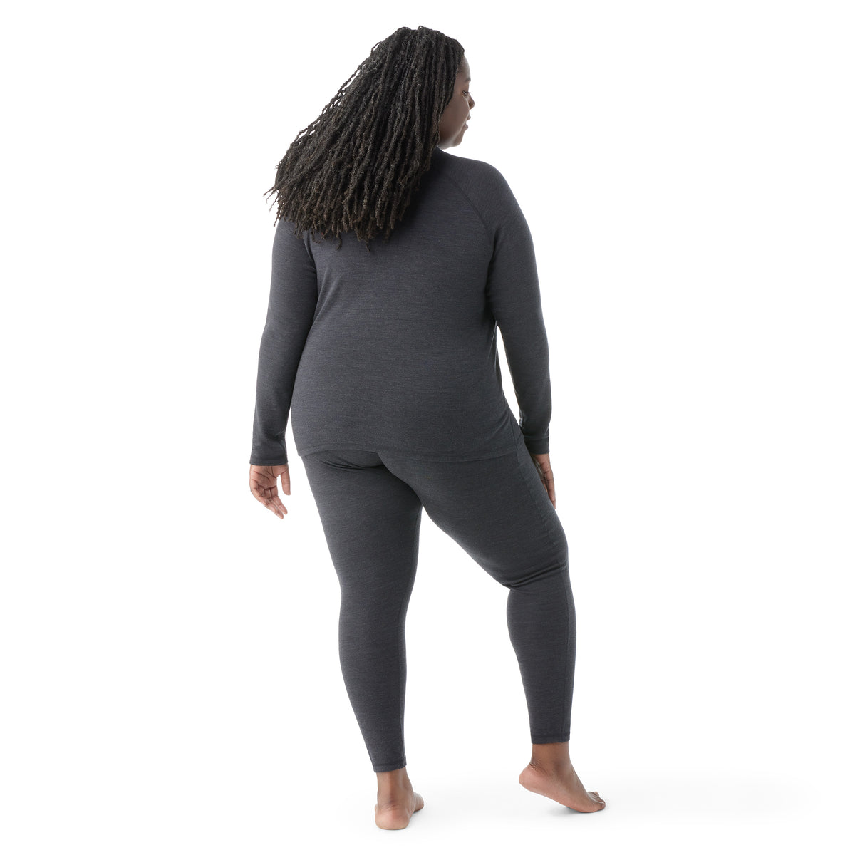 Women's Classic Thermal Merino Base Layer 1/4 Zip Plus Boxed Charcoal Heather - ver - 2