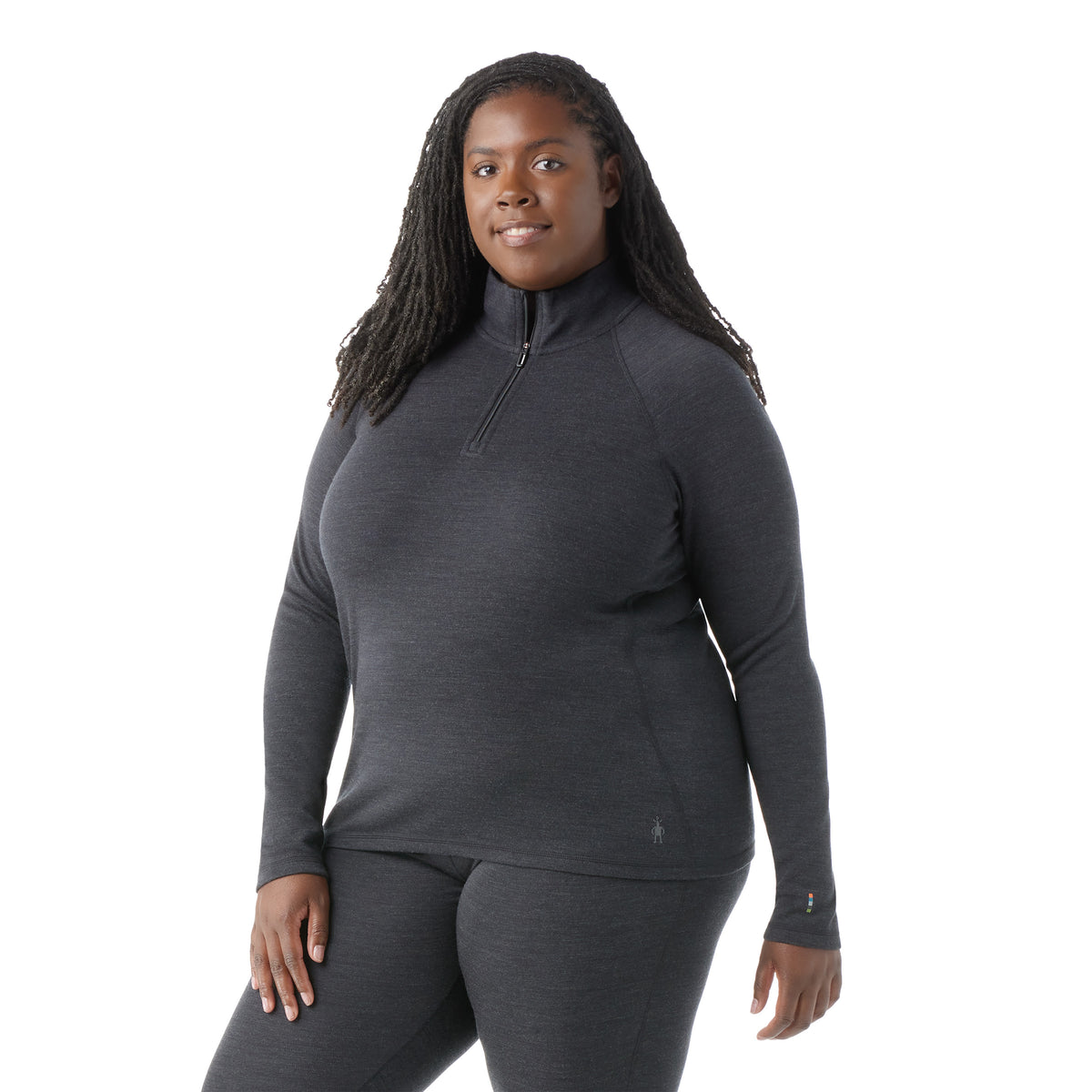 Women's Classic Thermal Merino Base Layer 1/4 Zip Plus Boxed Charcoal Heather - ver - 1