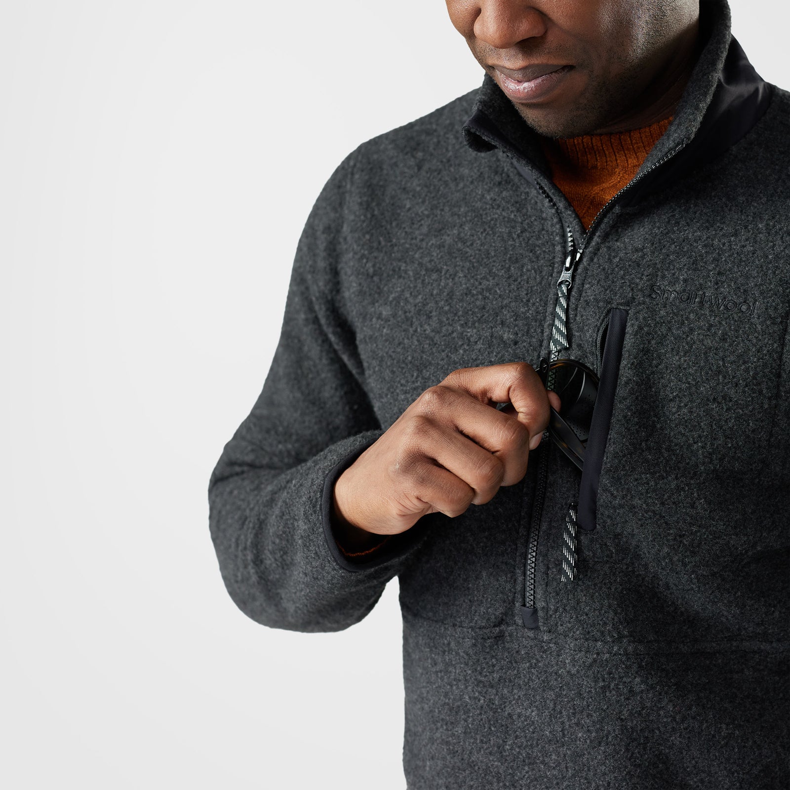 Men's Second Cut™ Fleece 1/2 Zip Charcoal - ver - 3