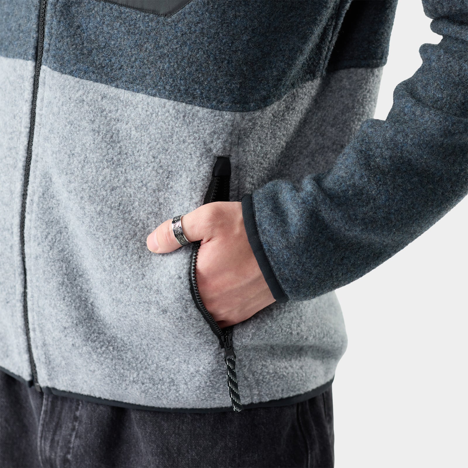 Fleece Jacket Light Gray/Deep Navy - ver - 3