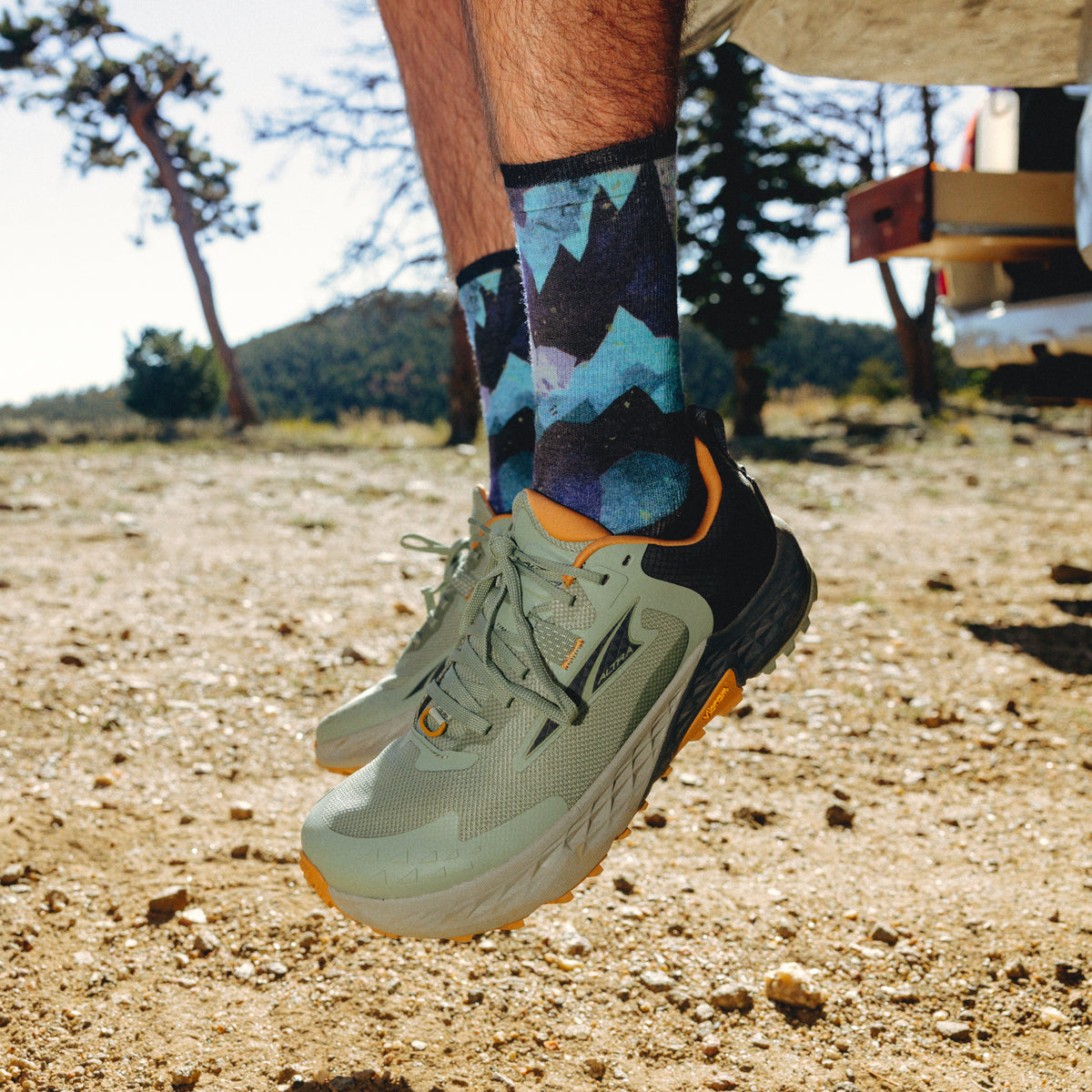 Trail Run Summit Sector Print Crew Socks Nightfall Blue - 3