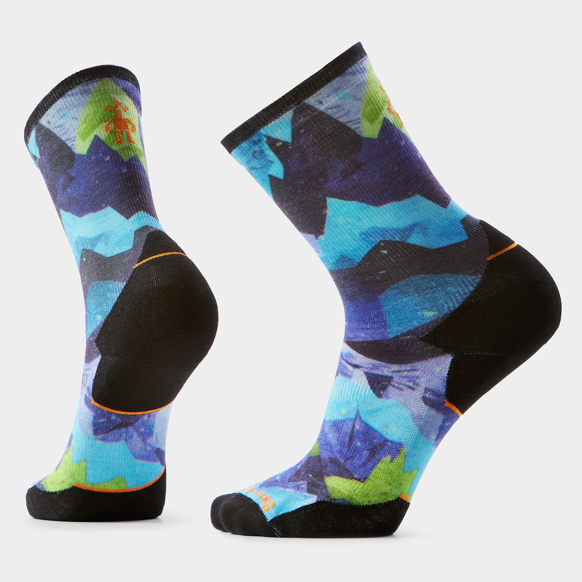 Trail Run Summit Sector Print Crew Socks Nightfall Blue - 1