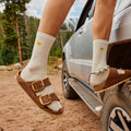 Women's Everyday Groovy Bloom Crew Socks Natural - ver - 3