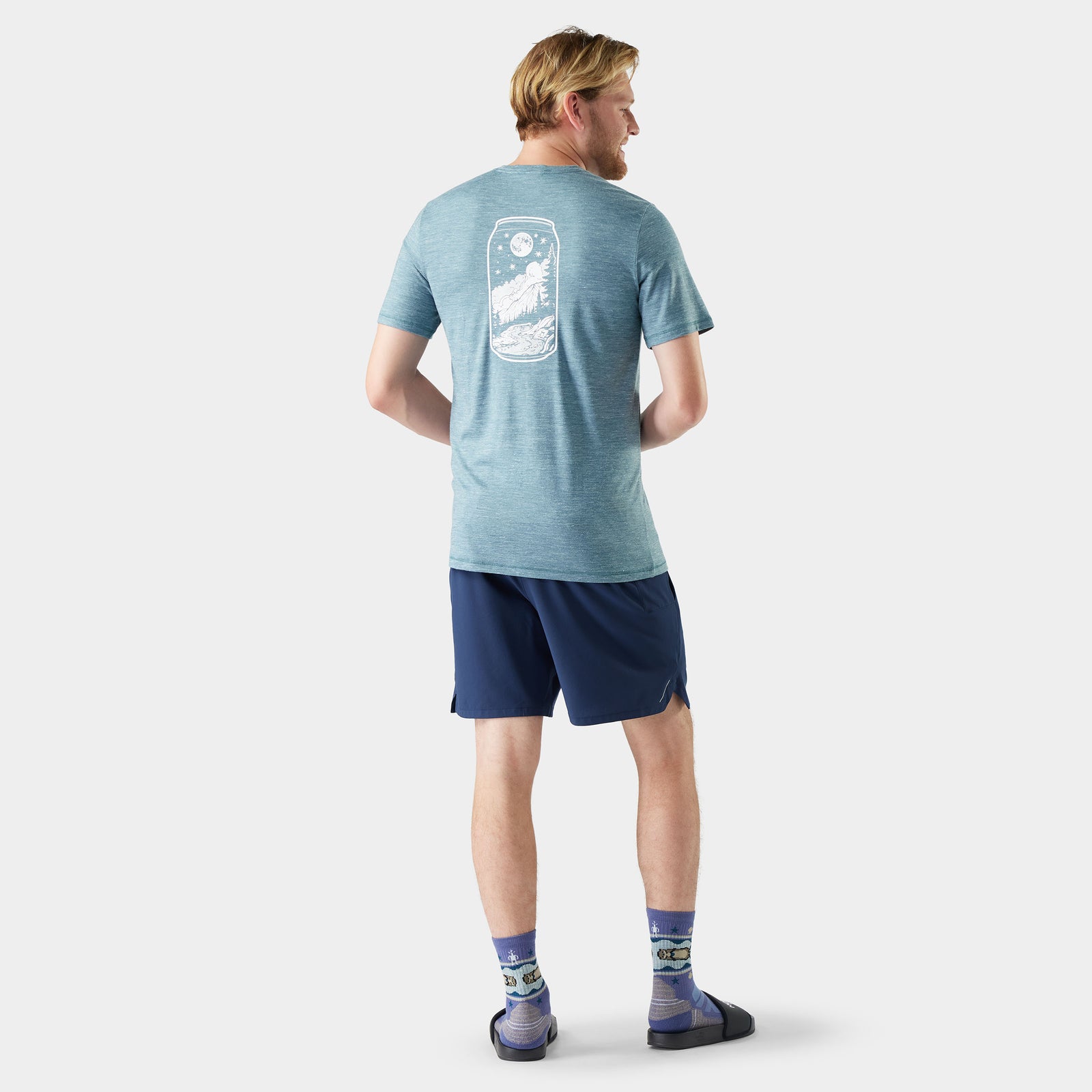 Men's Merino Hemp Blend Peak Pints Short Sleeve Graphic Tee Dusty Teal - ver - 2