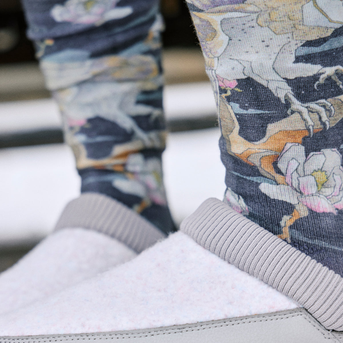 Women's Ski Nightwatcher Print OTC Socks Black - ver - 3