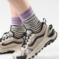 Women's Everyday Pin Stripe Crew Socks Purple Dawn - ver - 2