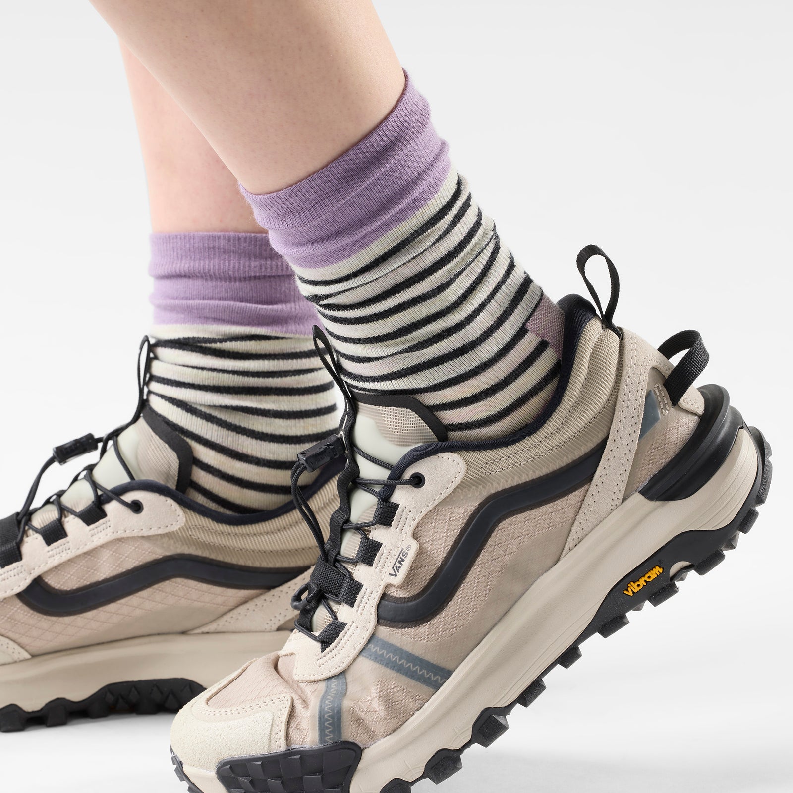 Women's Everyday Pin Stripe Crew Socks Purple Dawn - ver - 2
