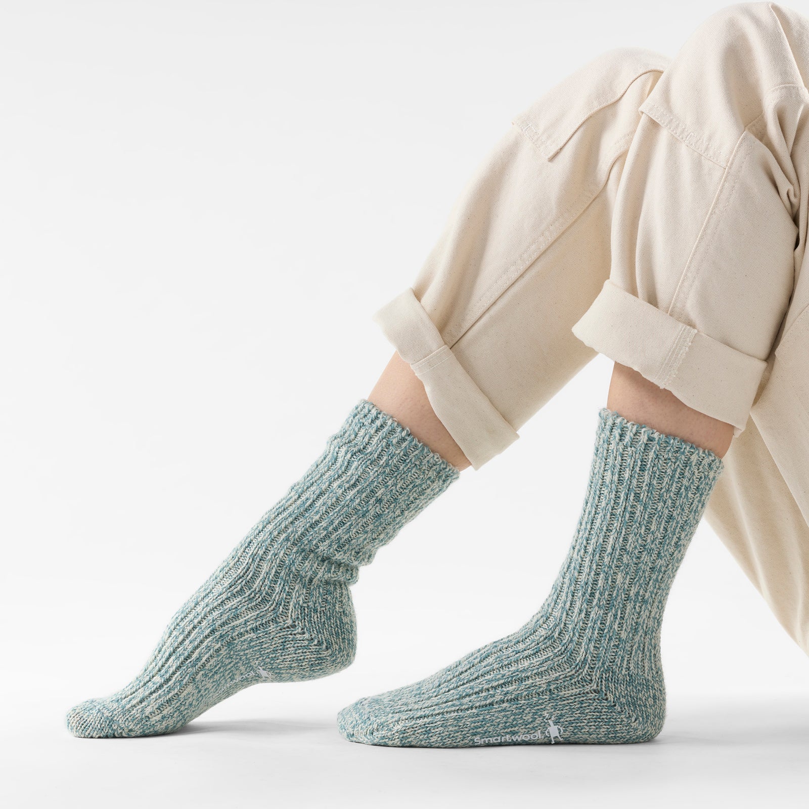 Women's Everyday Cozy Heritage Rib Crew Socks Dusty Teal - ver - 2
