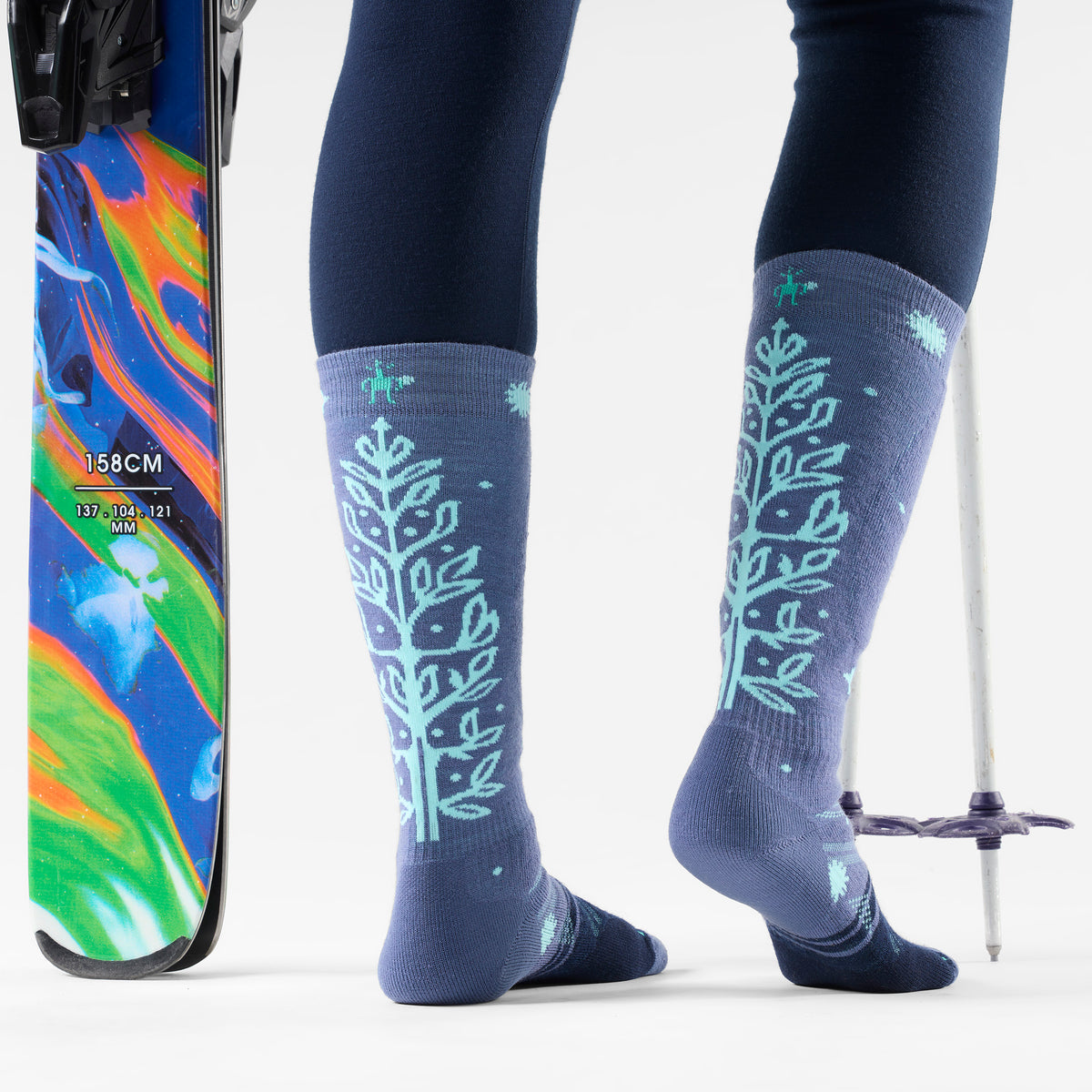 Women's Ski Ice Blossom OTC Socks Nightfall Blue - ver - 2