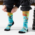 Women's Ski Steep Days Print OTC Socks Serene Blue - ver - 2