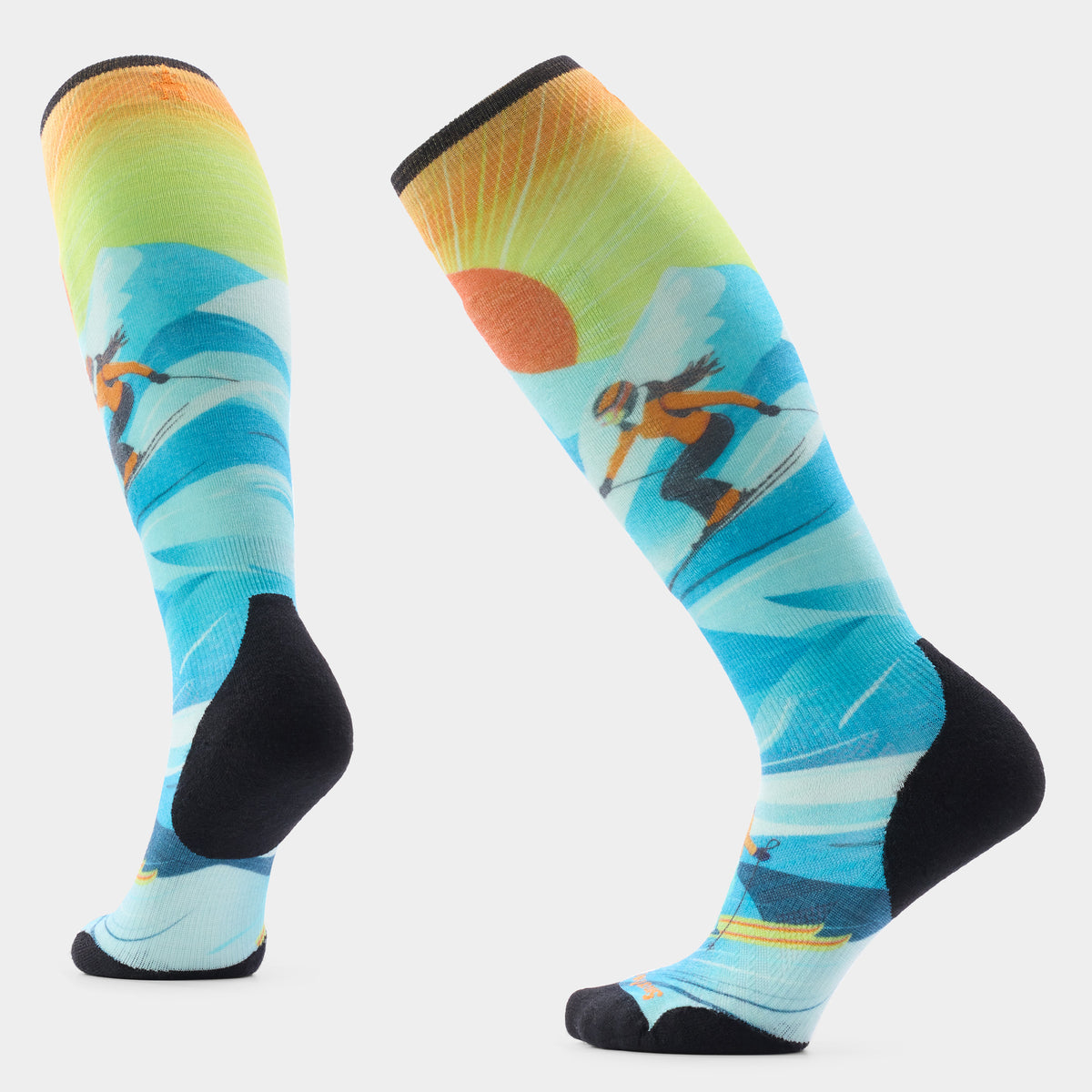 Women's Ski Steep Days Print OTC Socks Serene Blue - ver - 1