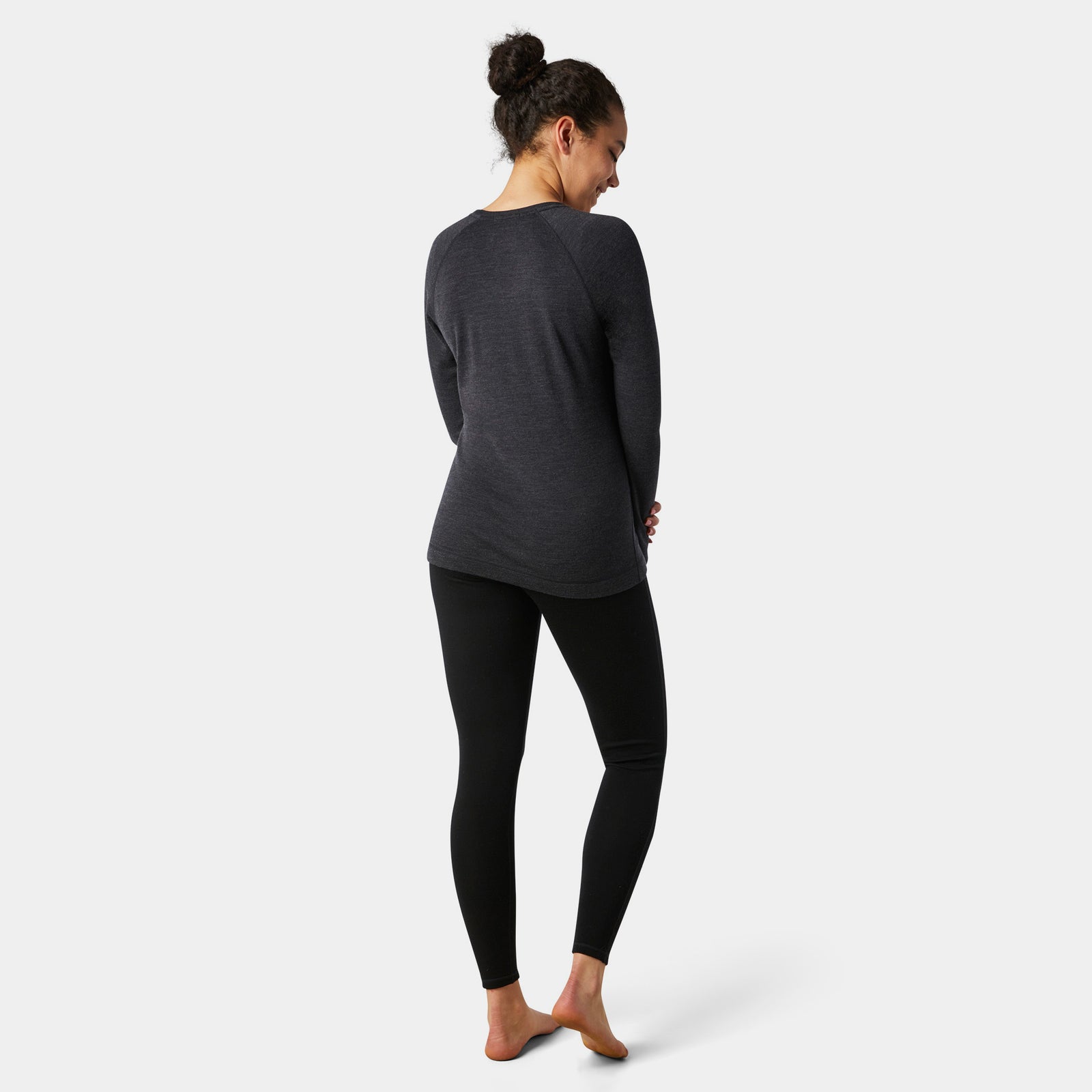 Women's Classic Thermal Merino Base Layer Crew Boxed Charcoal Heather - ver - 2