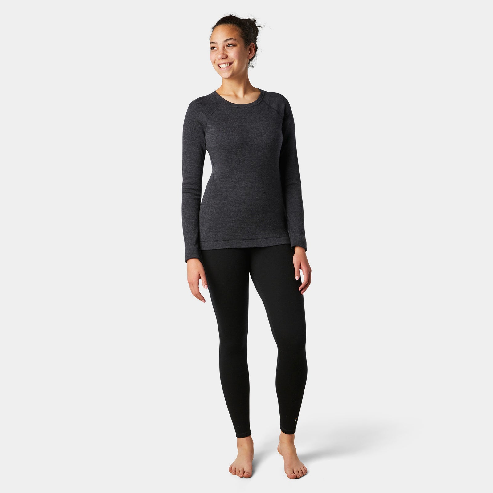 Women's Classic Thermal Merino Base Layer Crew Boxed Charcoal Heather - ver - 1