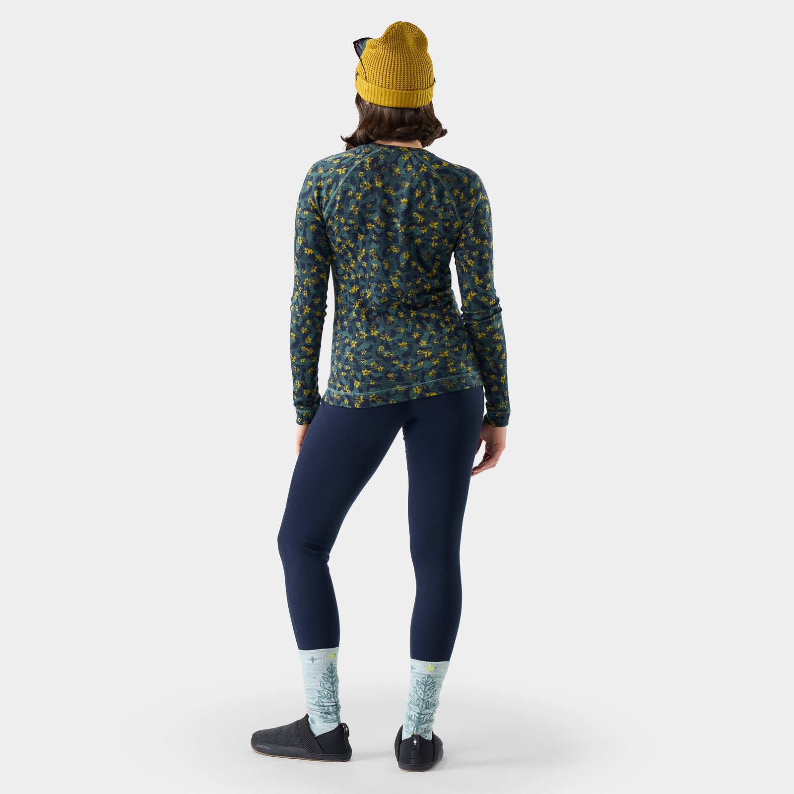 Classic Thermal Base Layer Crew Dark Teal Wild Blossom - ver - 2