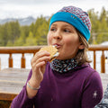 Kids' Thermal Merino Reversible Cuffed Beanie Purple Iris Retro Line - ver - 3