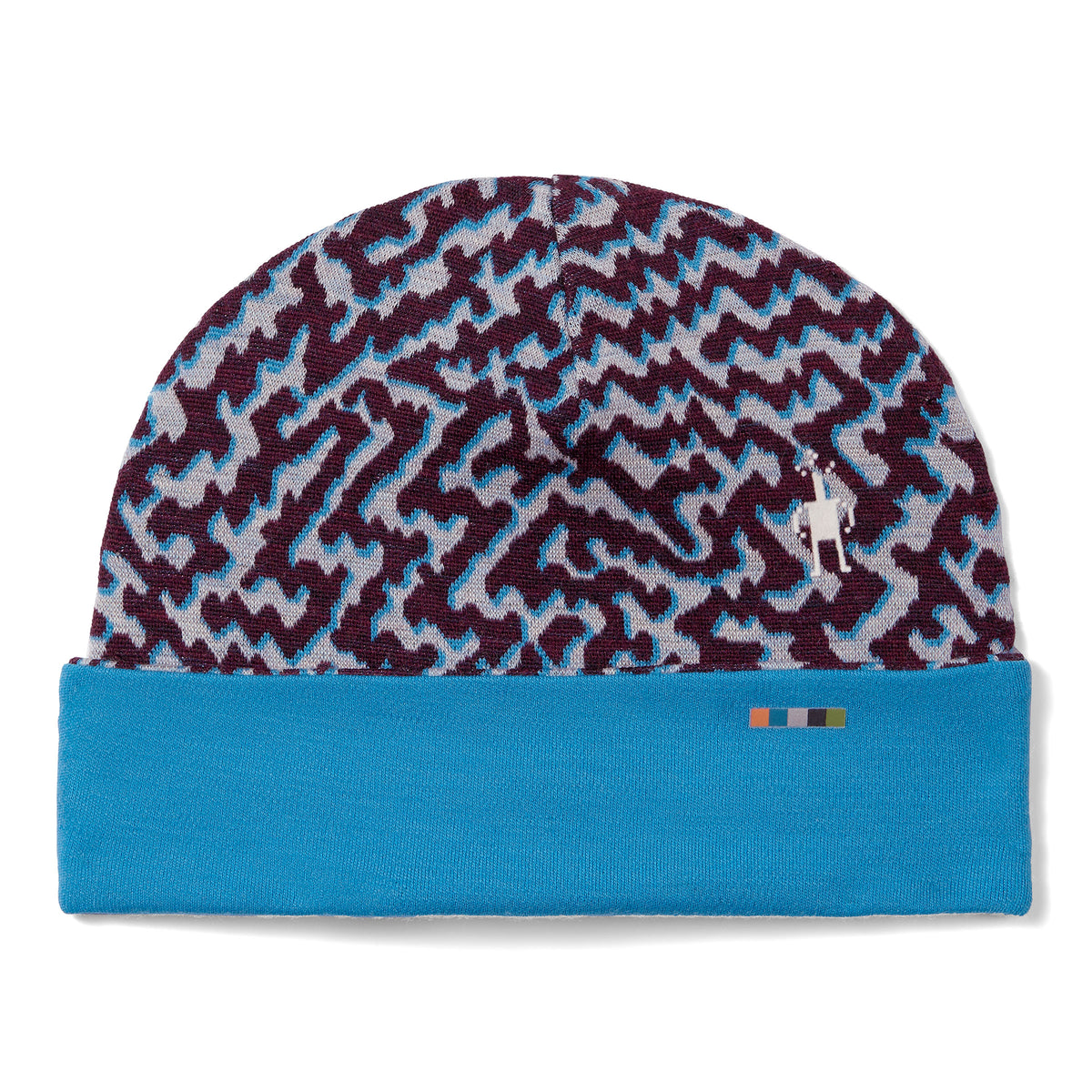 Kids' Thermal Merino Reversible Cuffed Beanie Purple Iris Retro Line - ver - 1