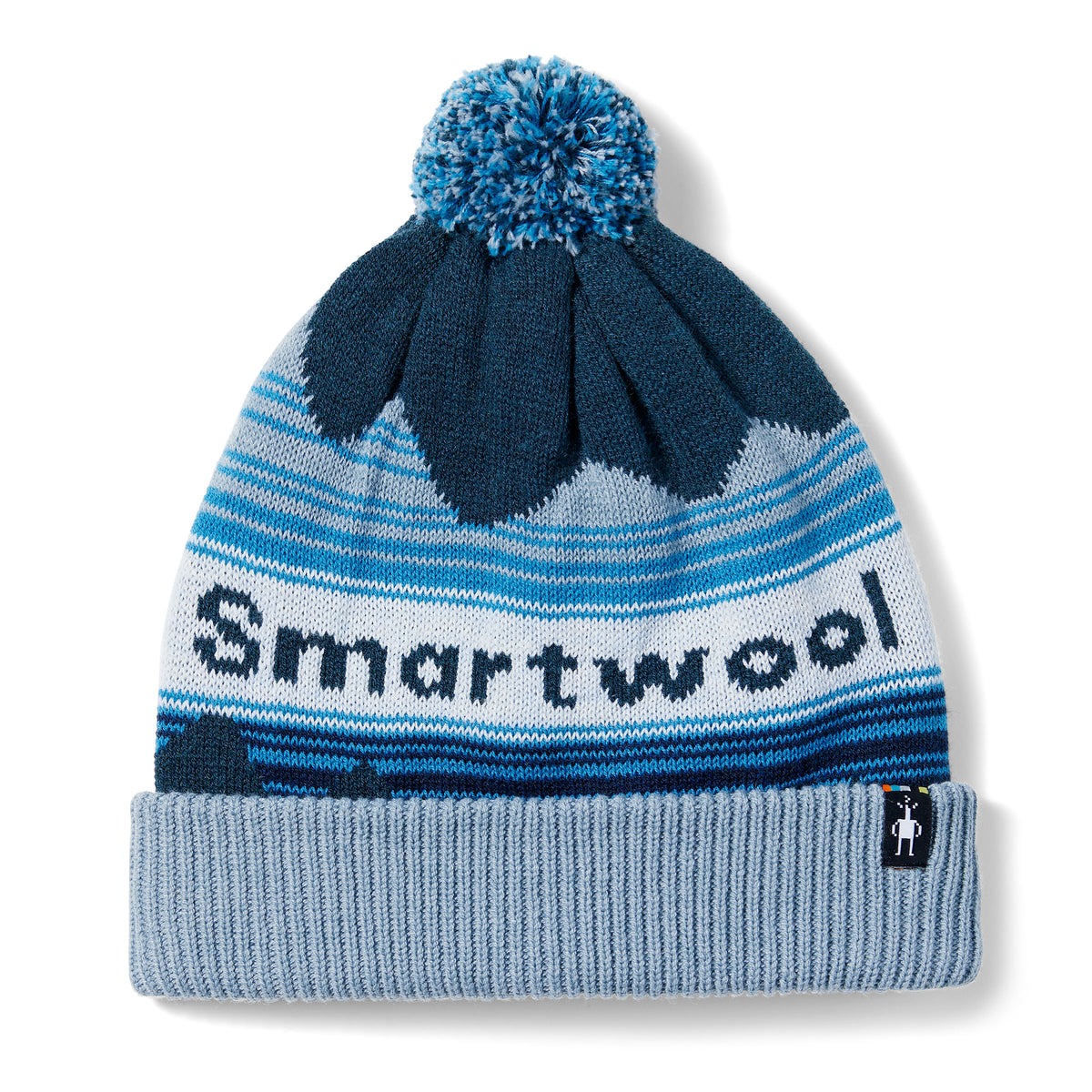Knit Winter Pattern POM Beanie Twilight Blue Heather - ver - 2
